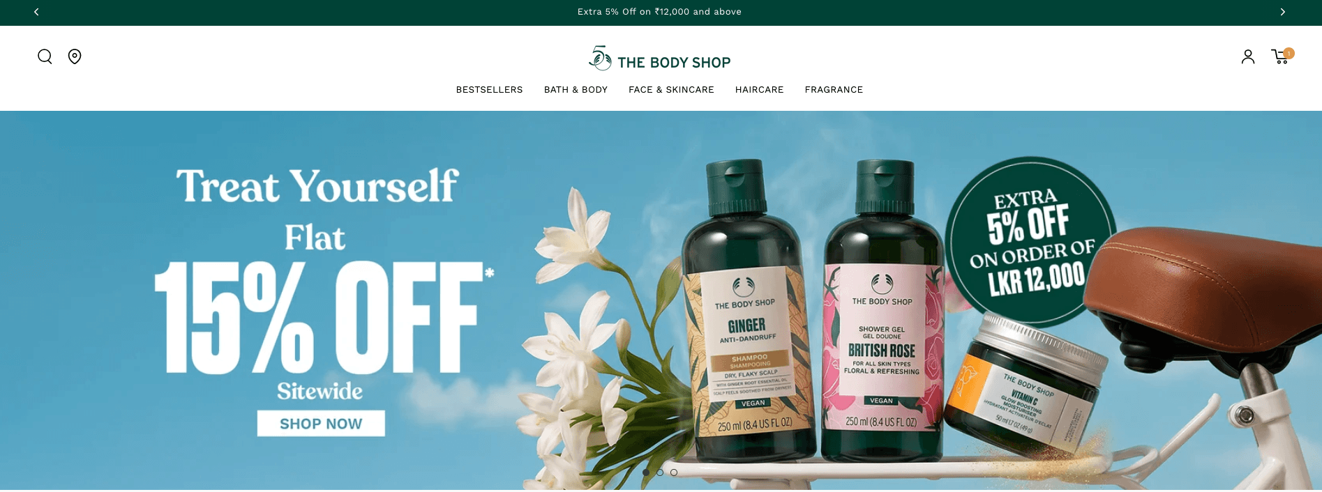 The Body Shop Lanka website interface and brand presentation